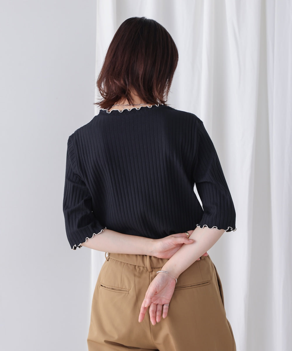 5分袖リブTシャツ
