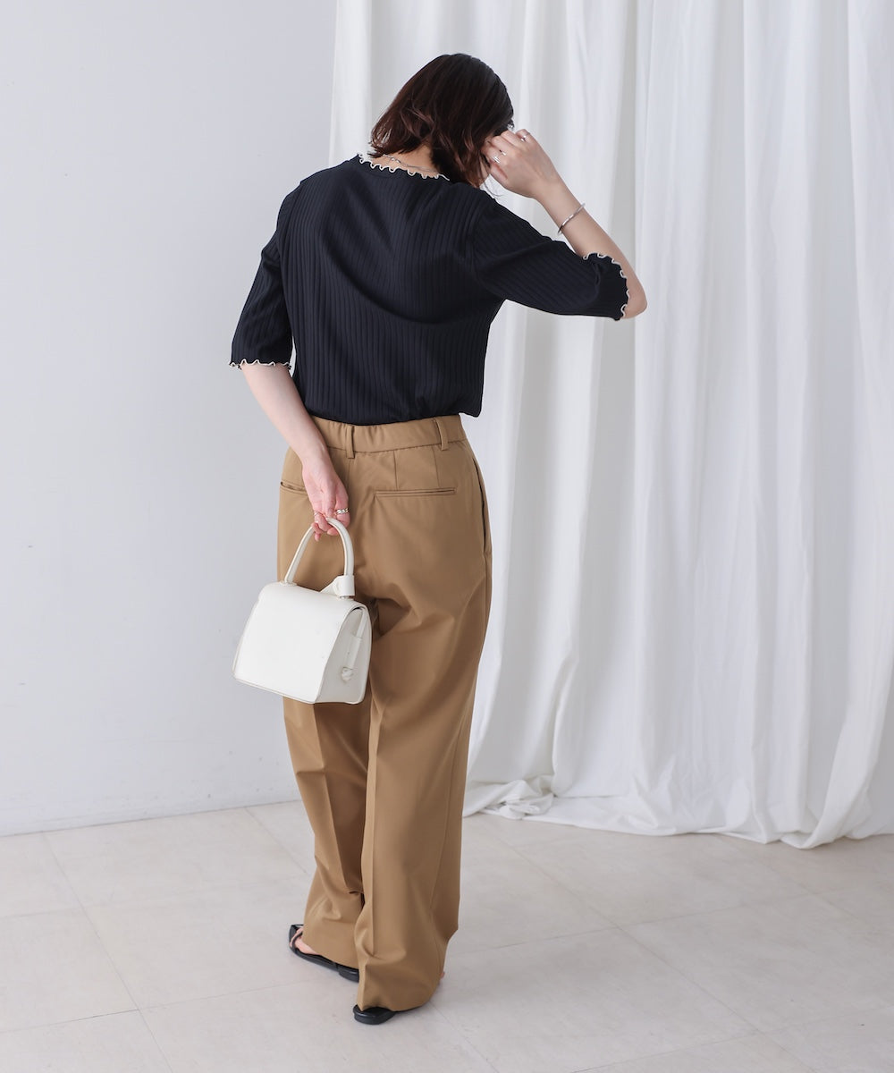 5分袖リブTシャツ