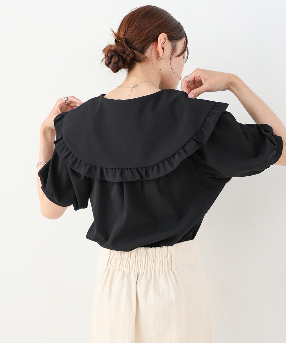 ビックカラーハーフスリーブブラウス