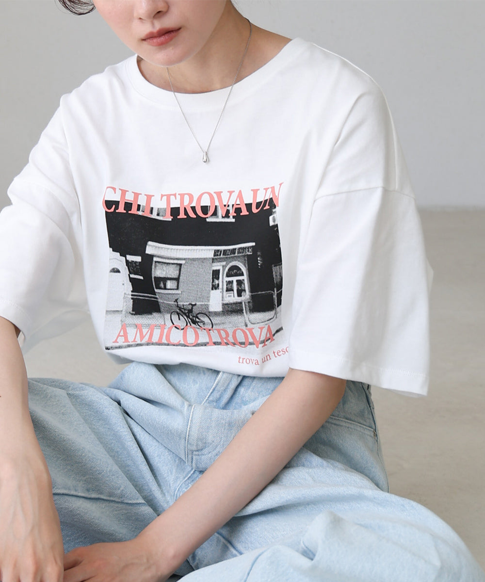 フォトプリントカラーロゴTシャツ