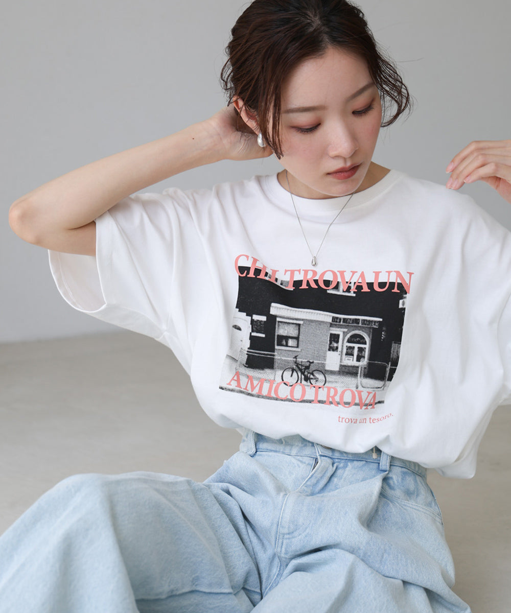 フォトプリントカラーロゴTシャツ