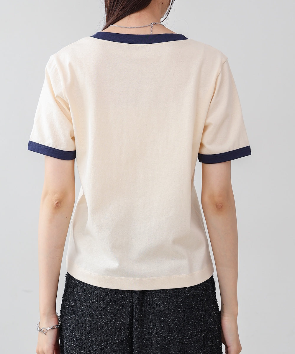 配色リンガーロゴTシャツ
