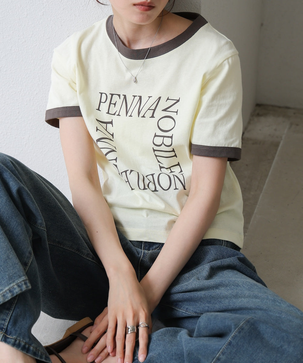 配色リンガーロゴTシャツ
