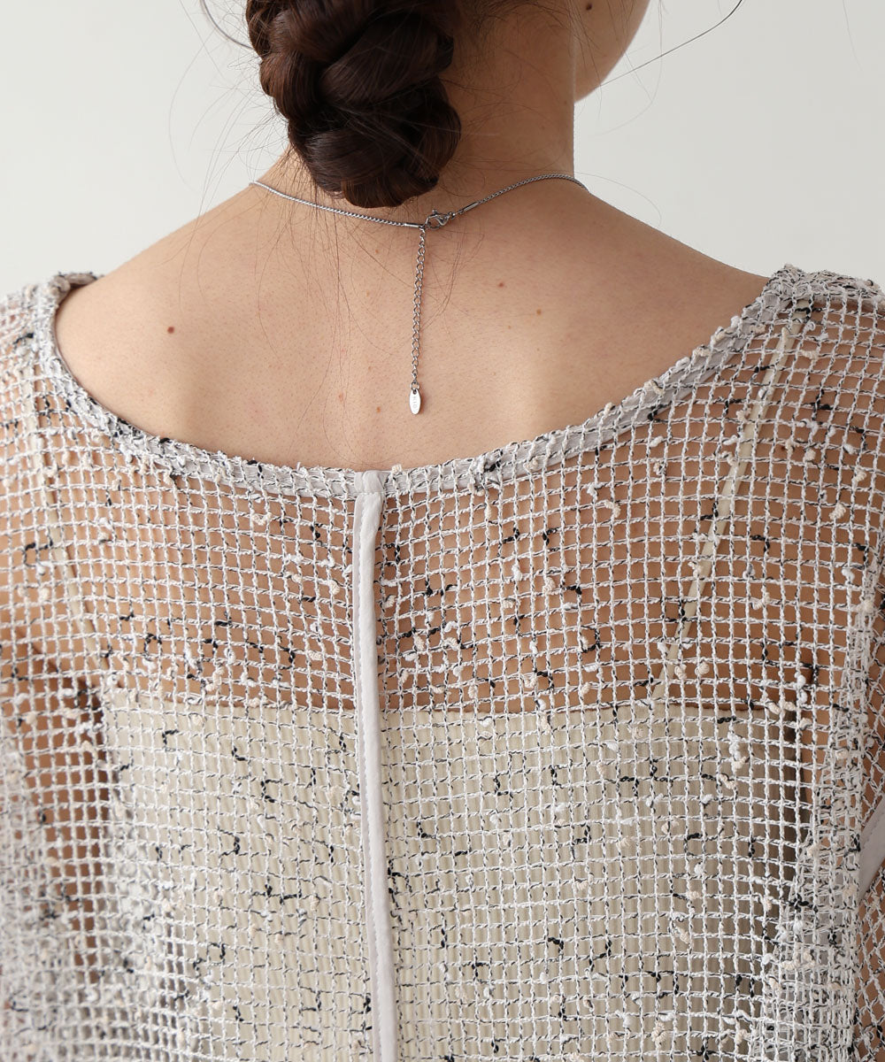 ミックスメッシュニットソートップス