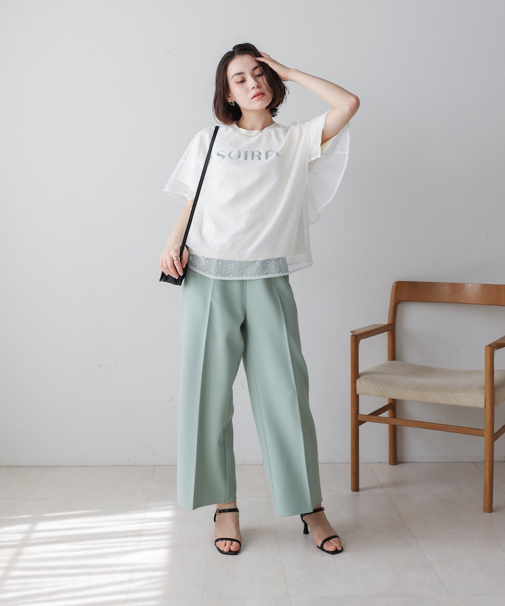 レースレイヤードロゴプルオーバー