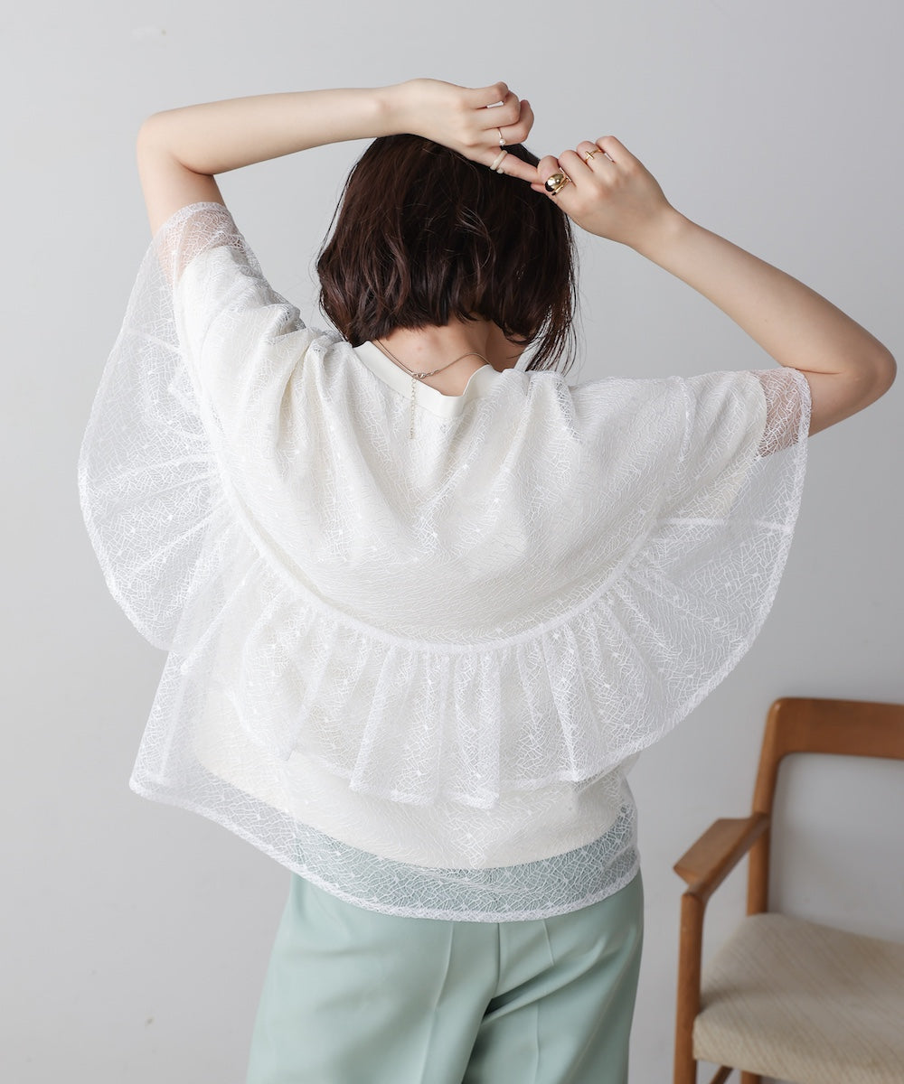 レースレイヤードロゴプルオーバー