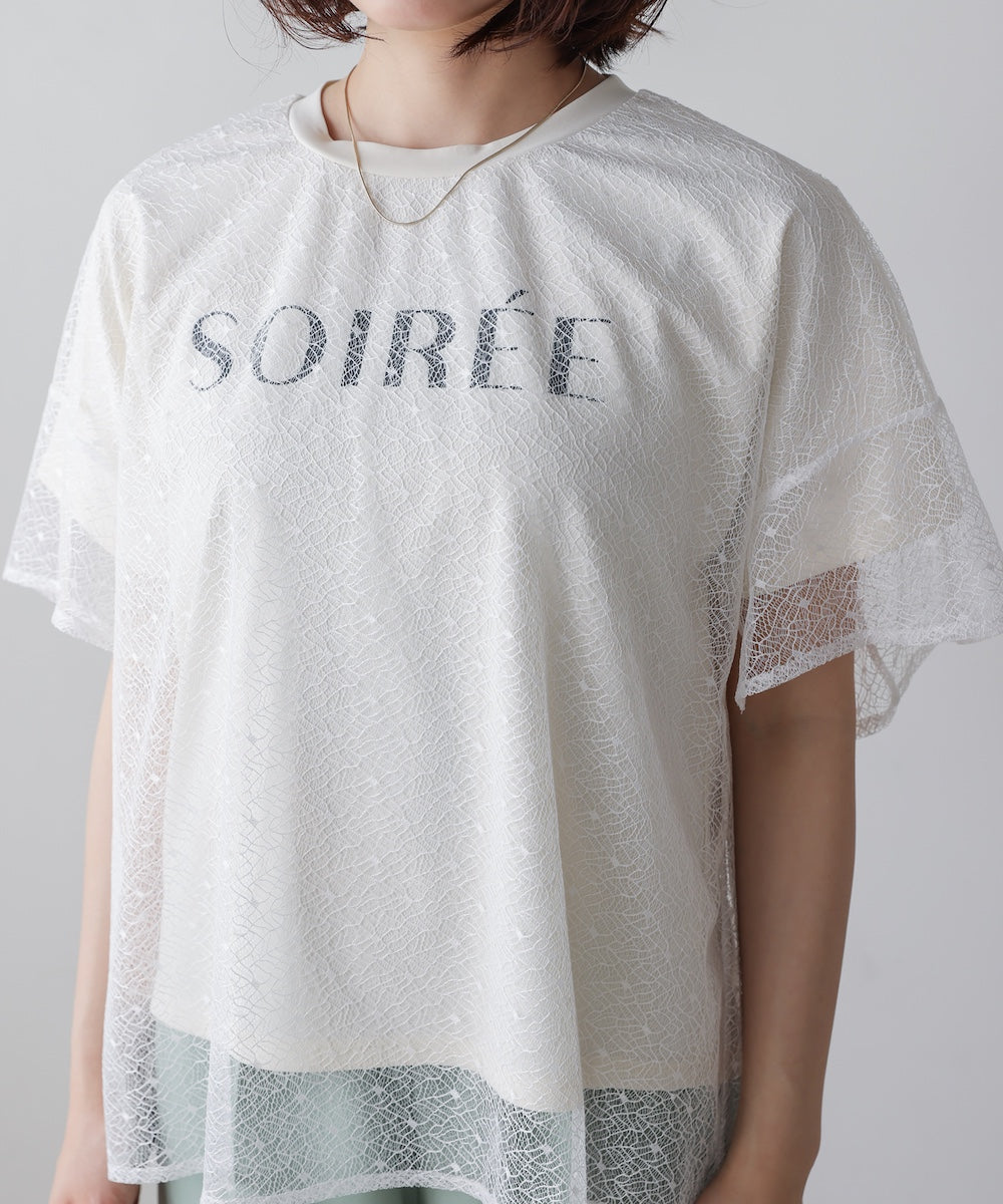 レースレイヤードロゴプルオーバー