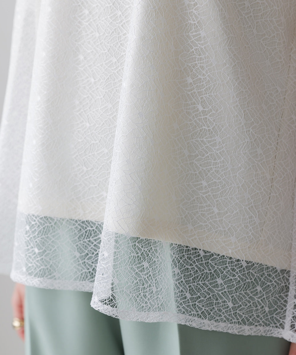 レースレイヤードロゴプルオーバー