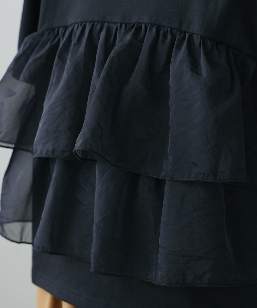 オーガンジードッキング半袖Tシャツ