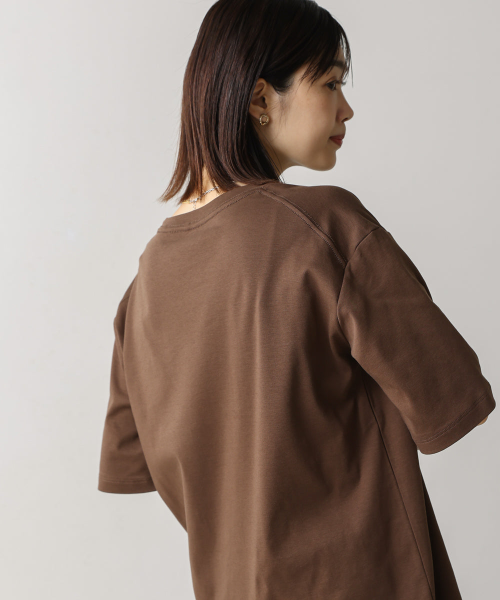 コンパクトスムースビーズ刺繍ロゴTシャツ