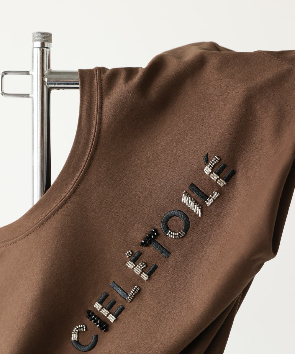 コンパクトスムースビーズ刺繍ロゴTシャツ