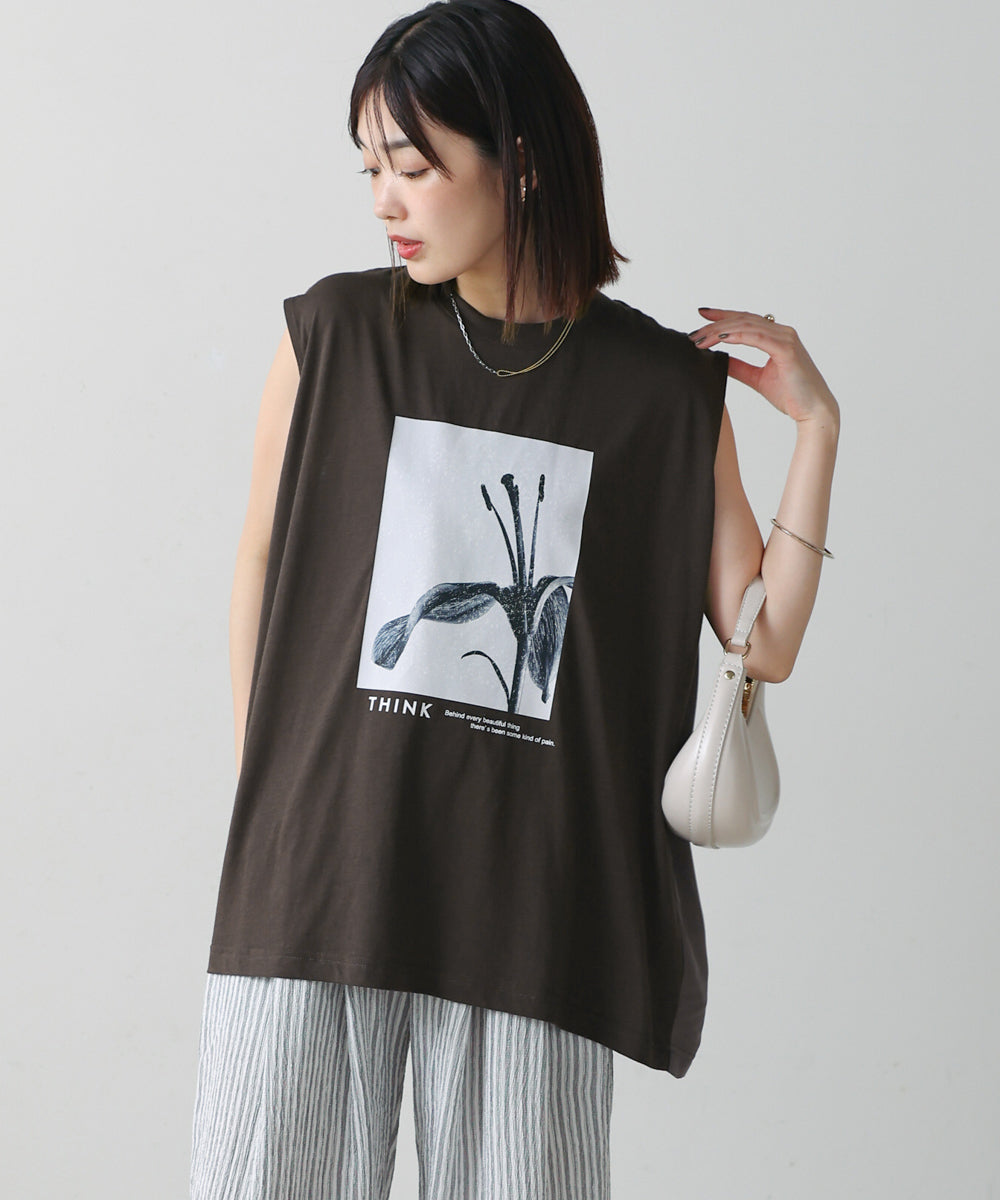 異素材プリントチュニック