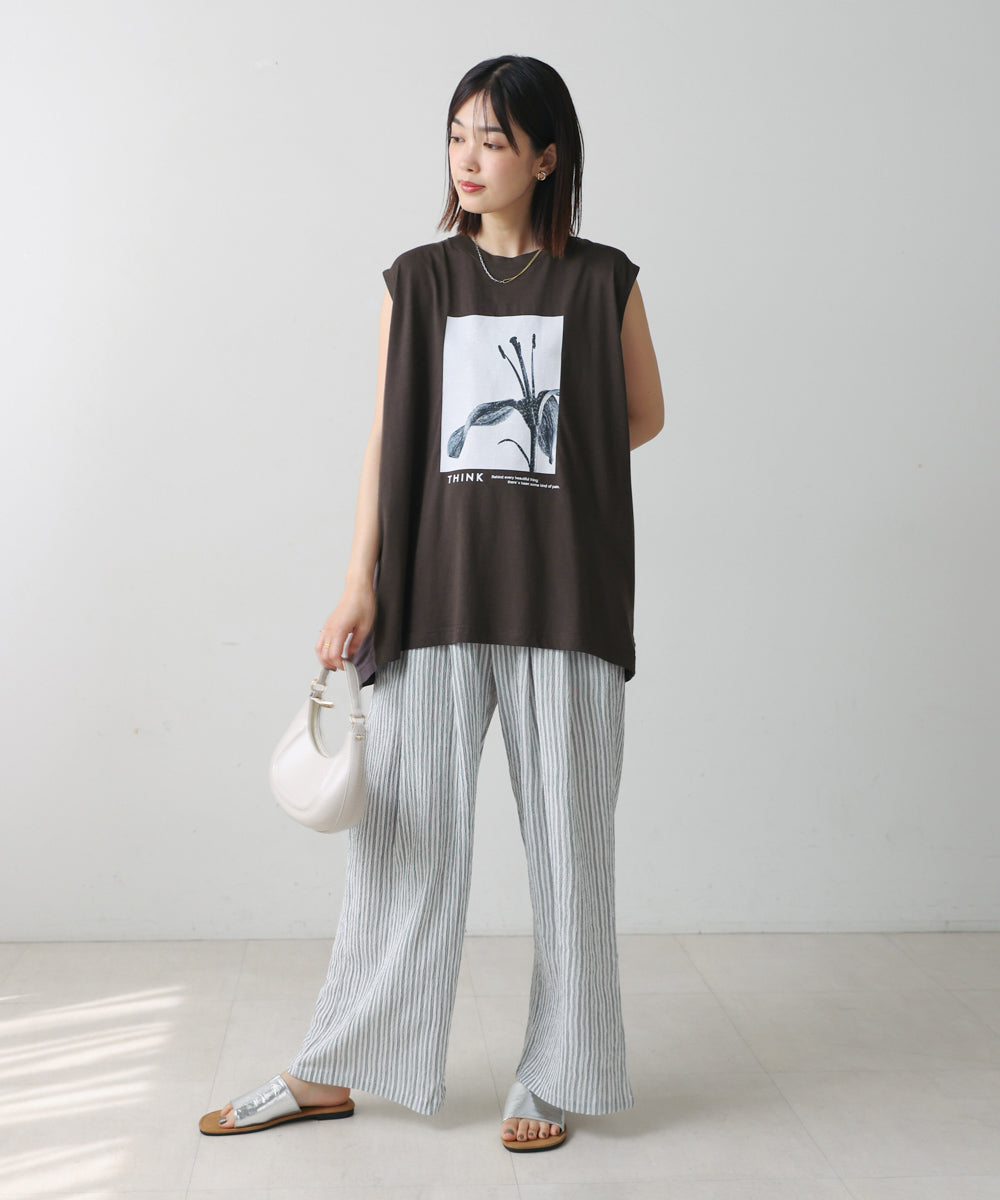 異素材プリントチュニック