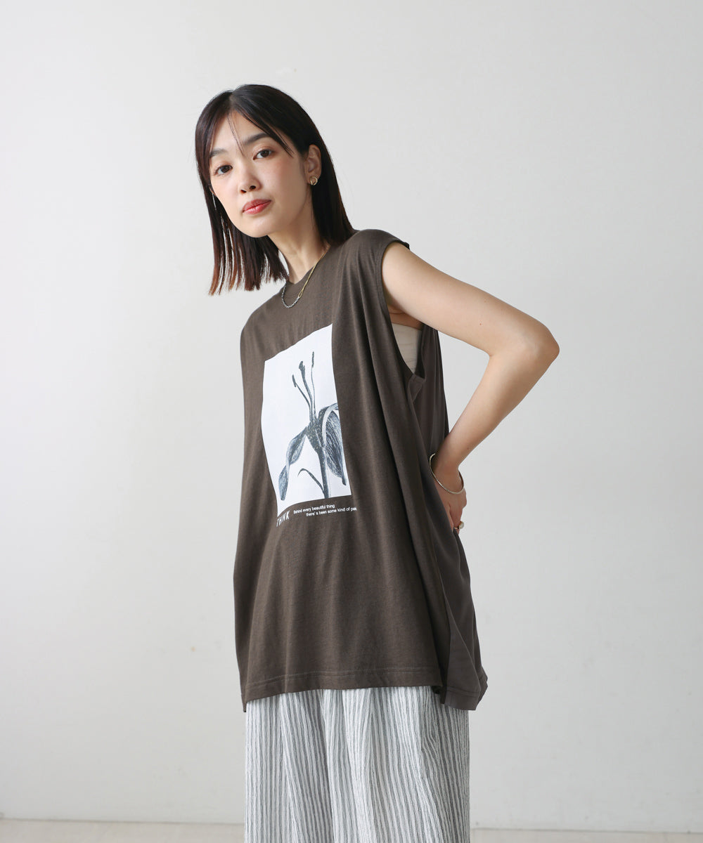 異素材プリントチュニック