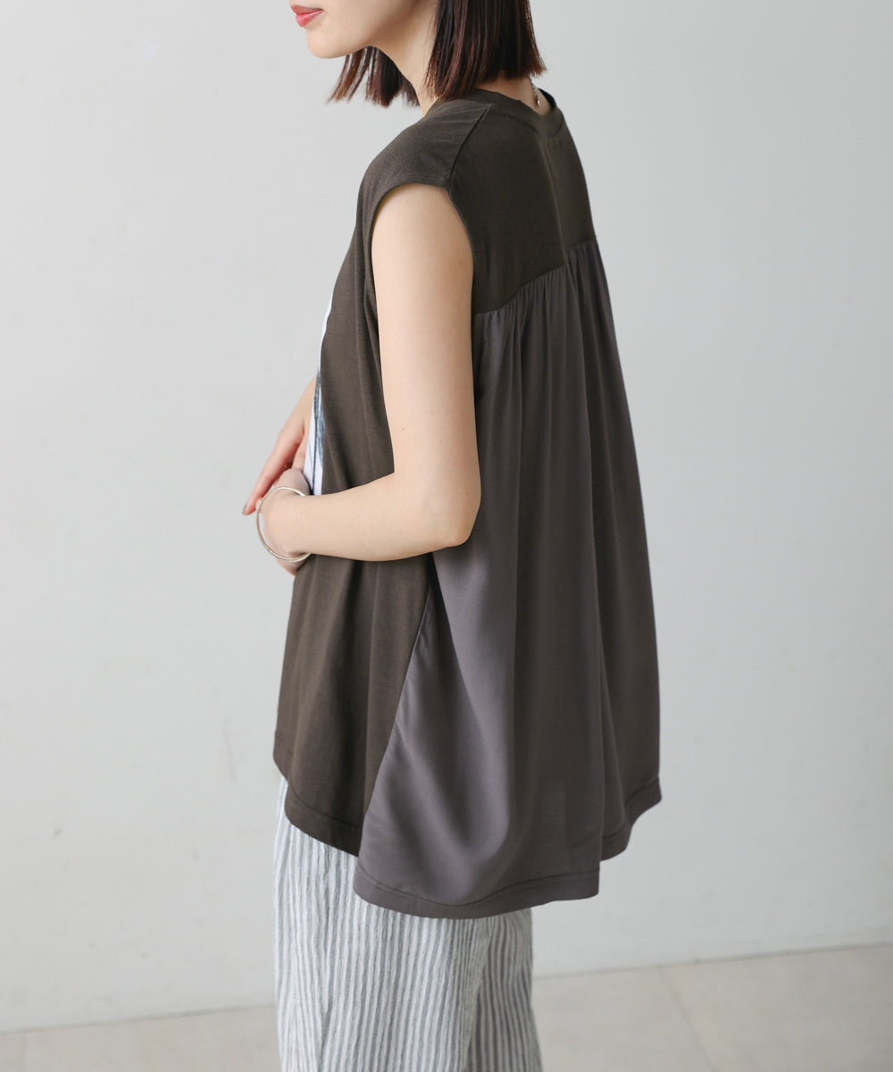 異素材プリントチュニック