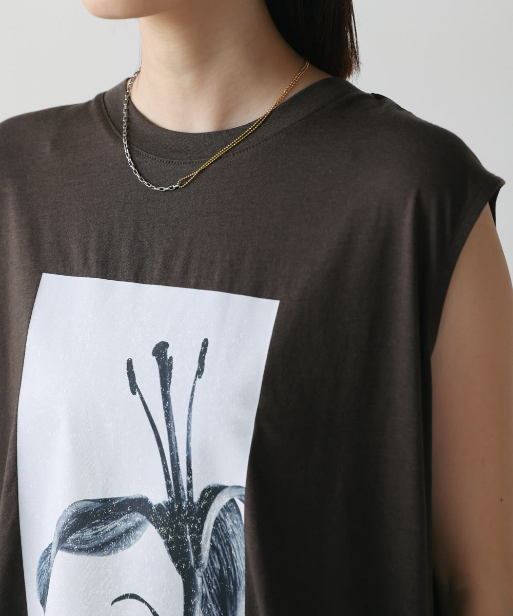 異素材プリントチュニック