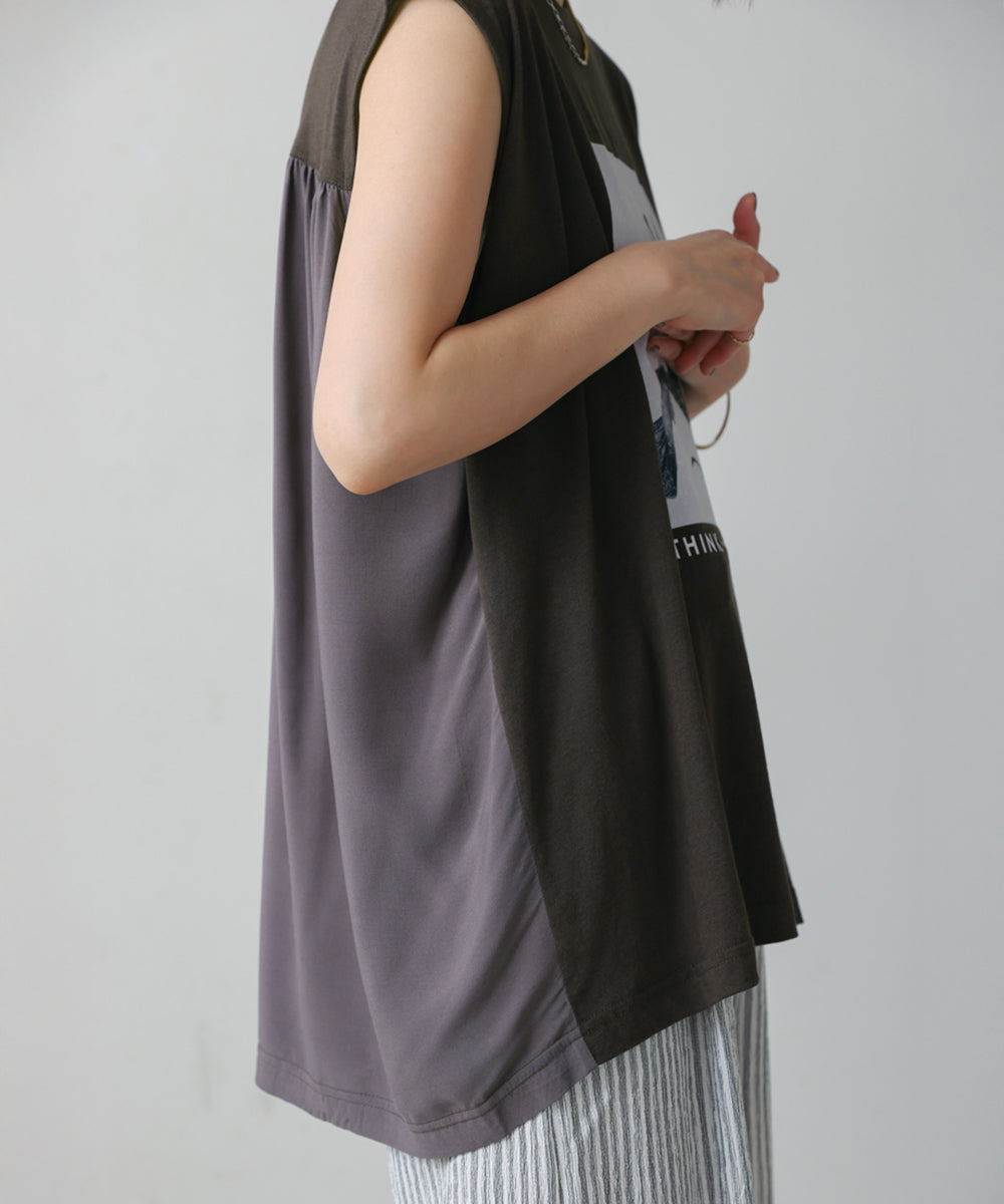 異素材プリントチュニック