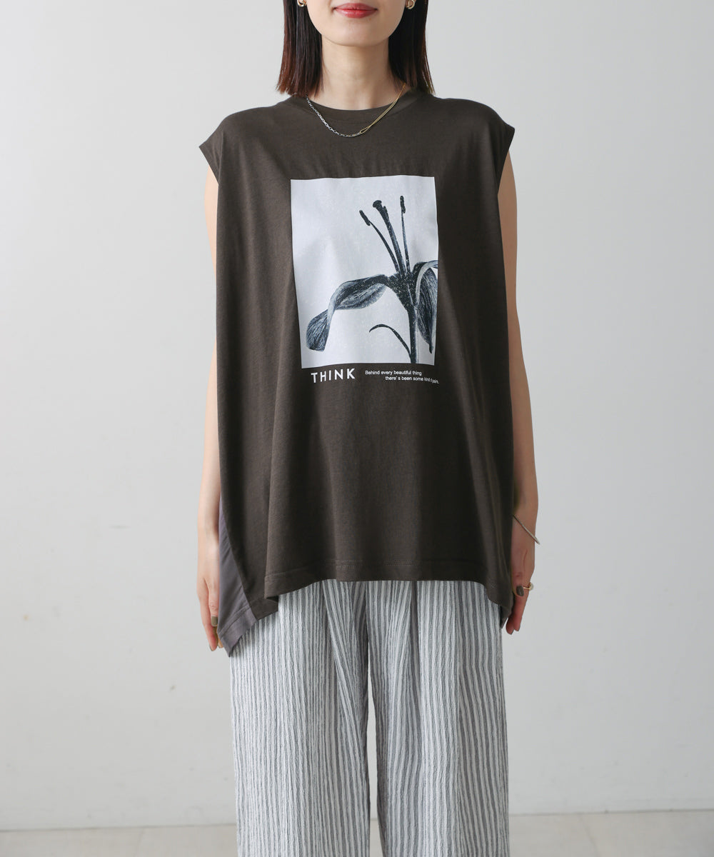 異素材プリントチュニック