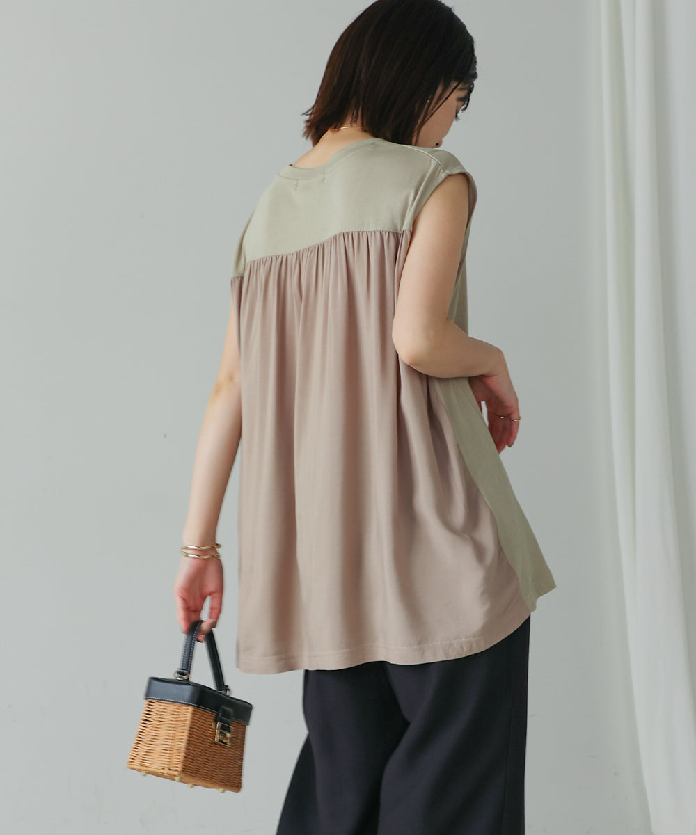 異素材プリントチュニック