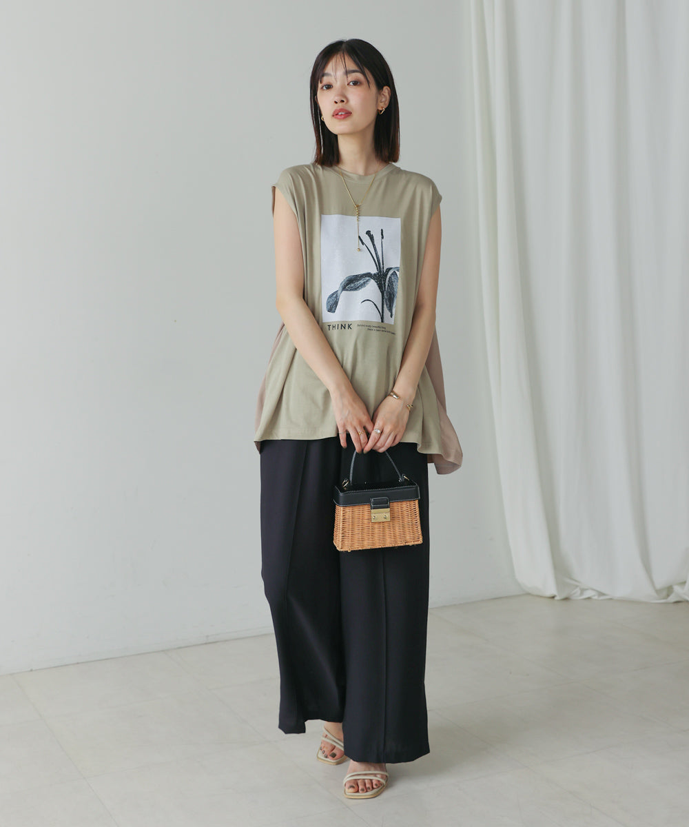 異素材プリントチュニック