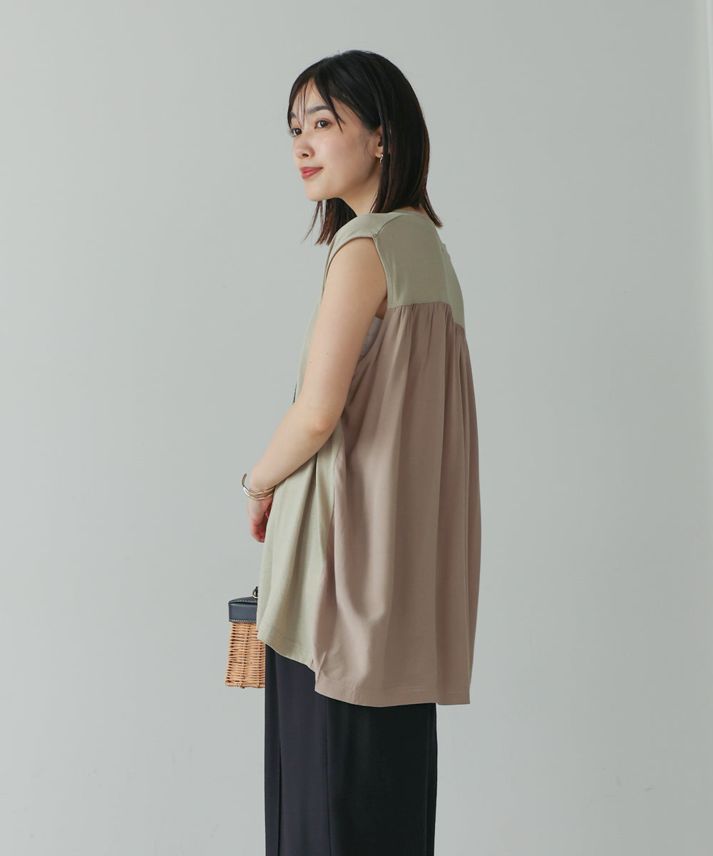 異素材プリントチュニック