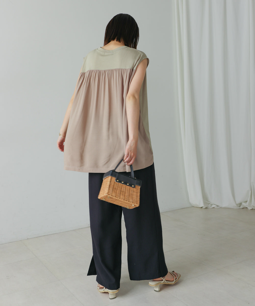 異素材プリントチュニック