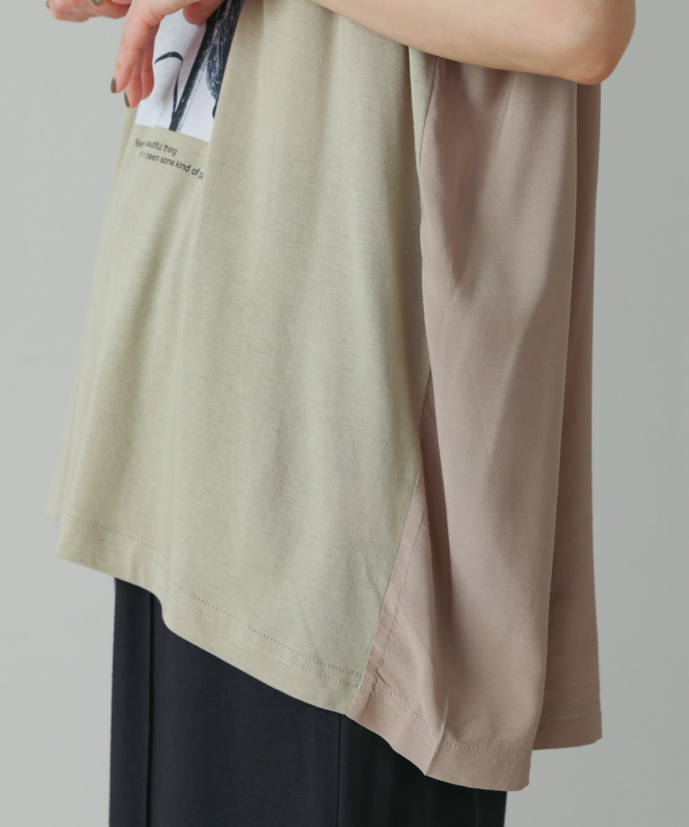 異素材プリントチュニック