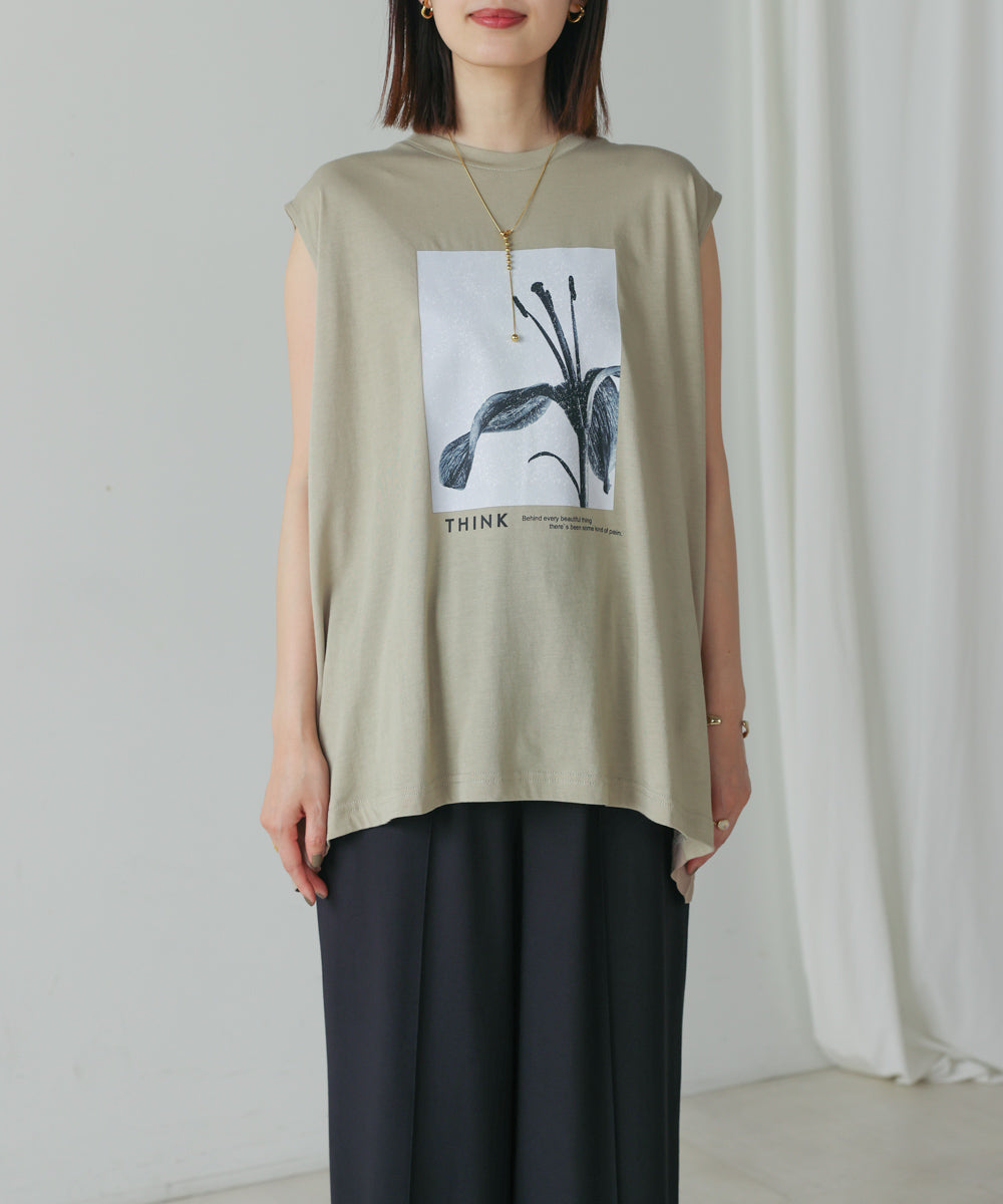 異素材プリントチュニック