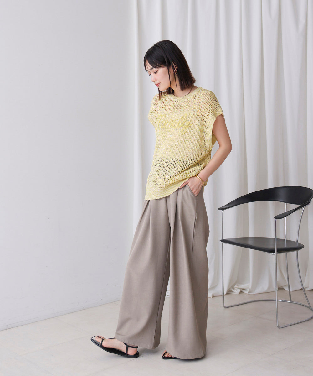 ミックスカラーロゴメッシュニット