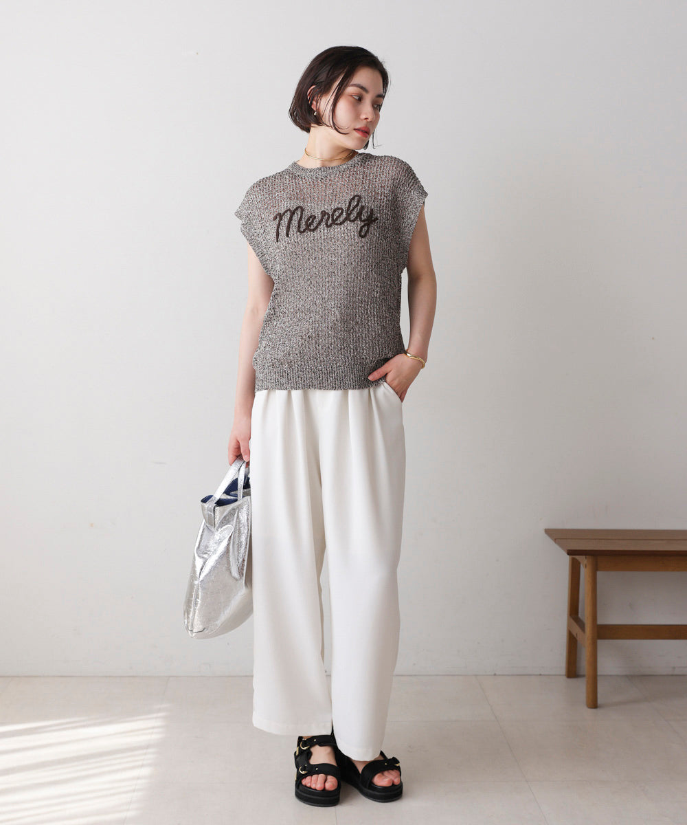 ミックスカラーロゴメッシュニット