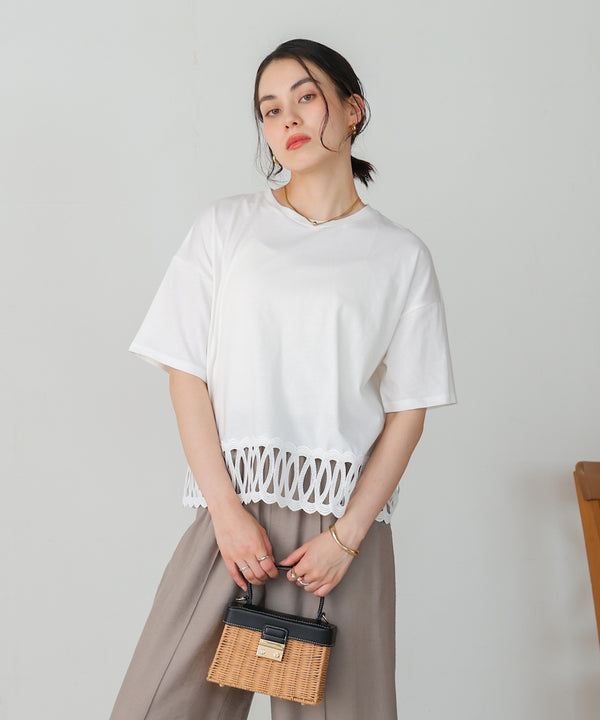 【WEB限定】裾レースミディアムTシャツ
