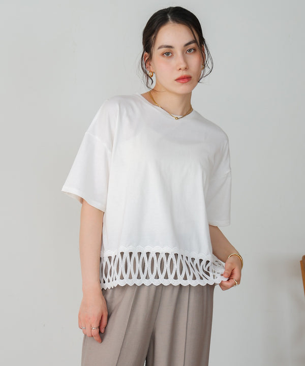 【WEB限定】裾レースミディアムTシャツ