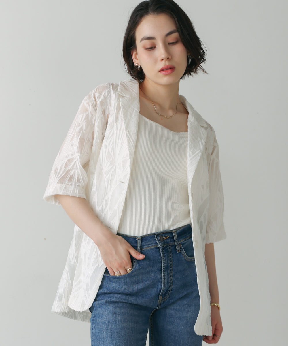 【WEB限定】シアーレース五分袖ジャケット