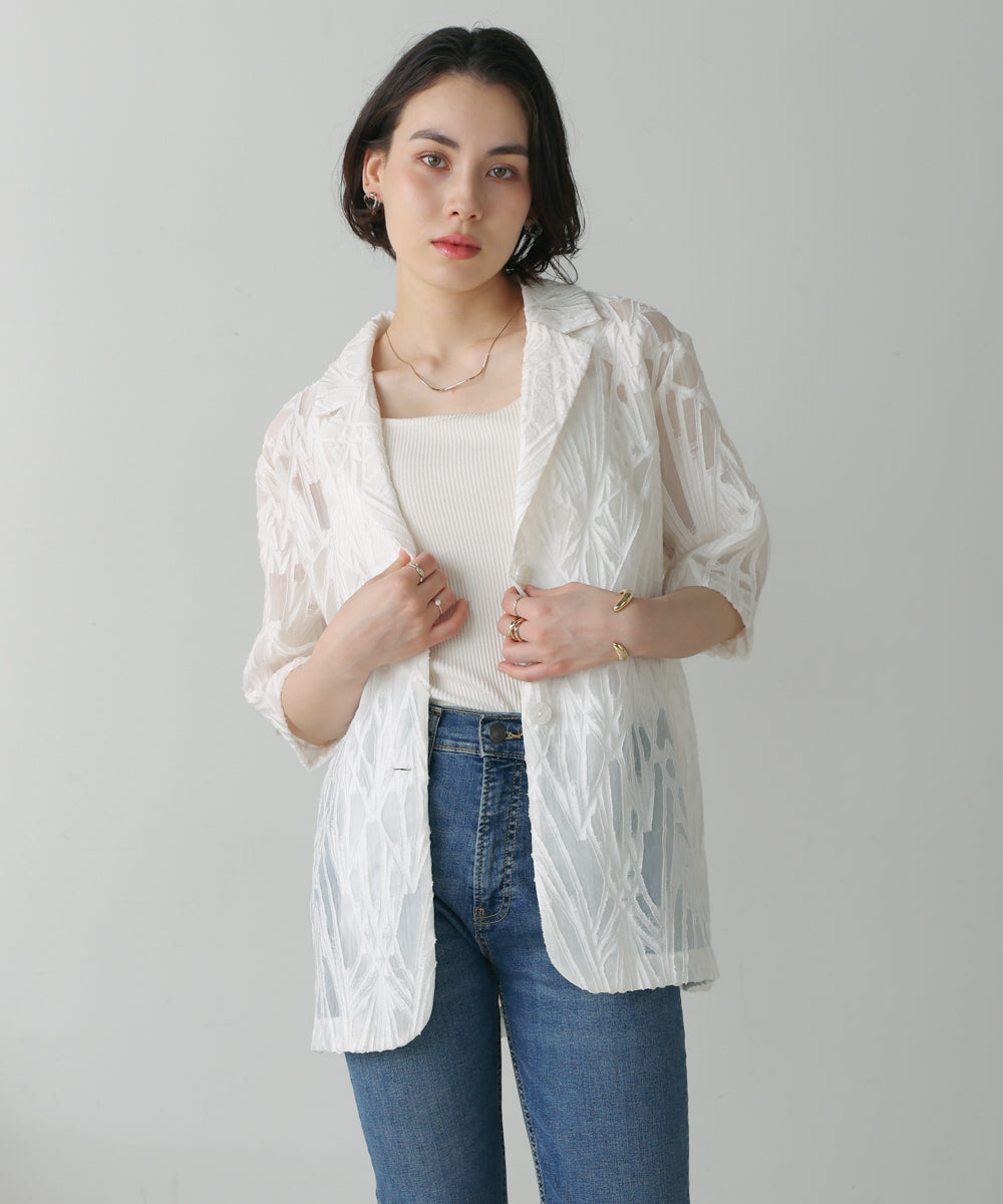 【WEB限定】シアーレース五分袖ジャケット