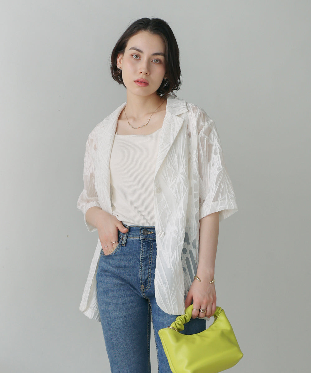 【WEB限定】シアーレース五分袖ジャケット