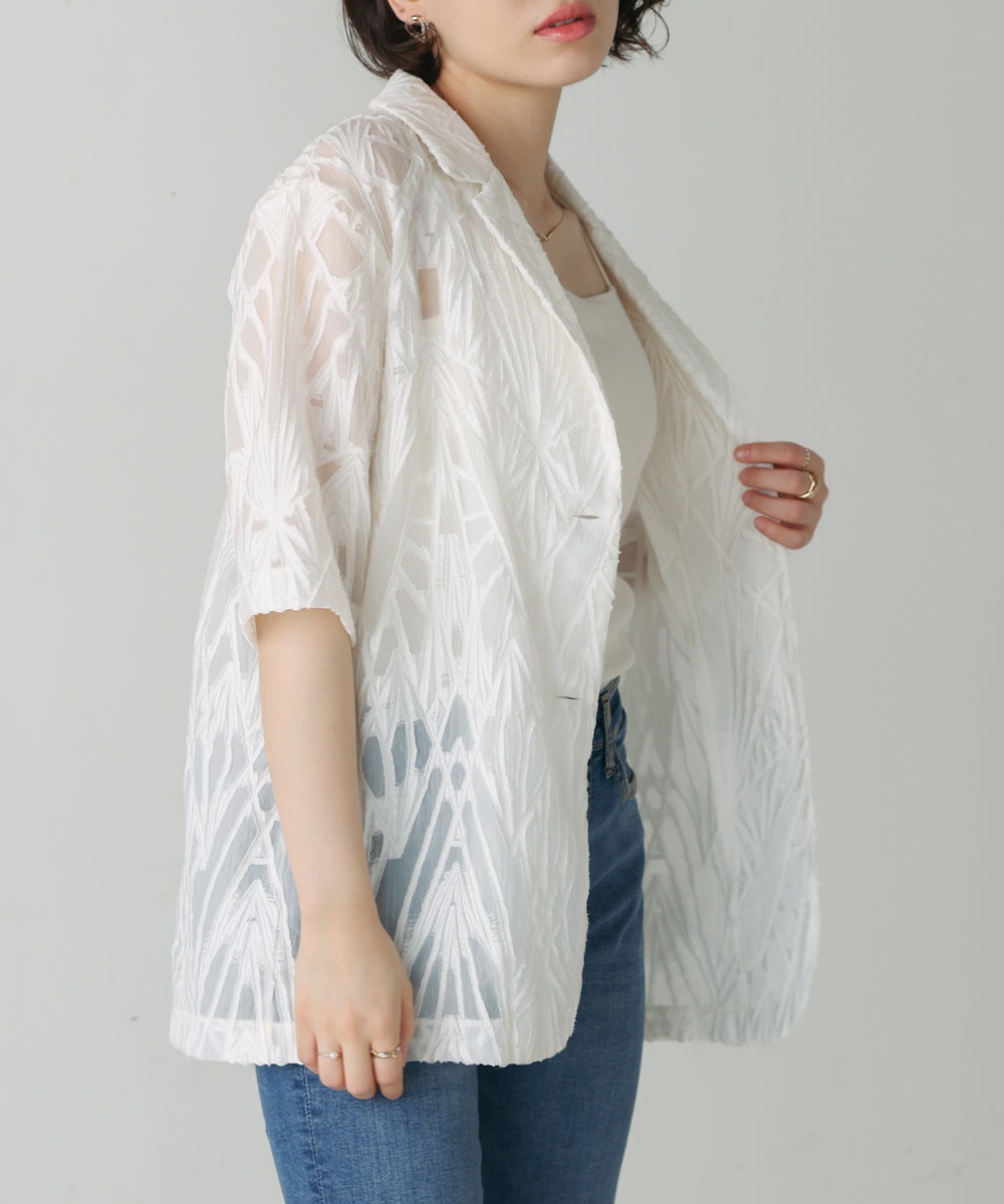 【WEB限定】シアーレース五分袖ジャケット