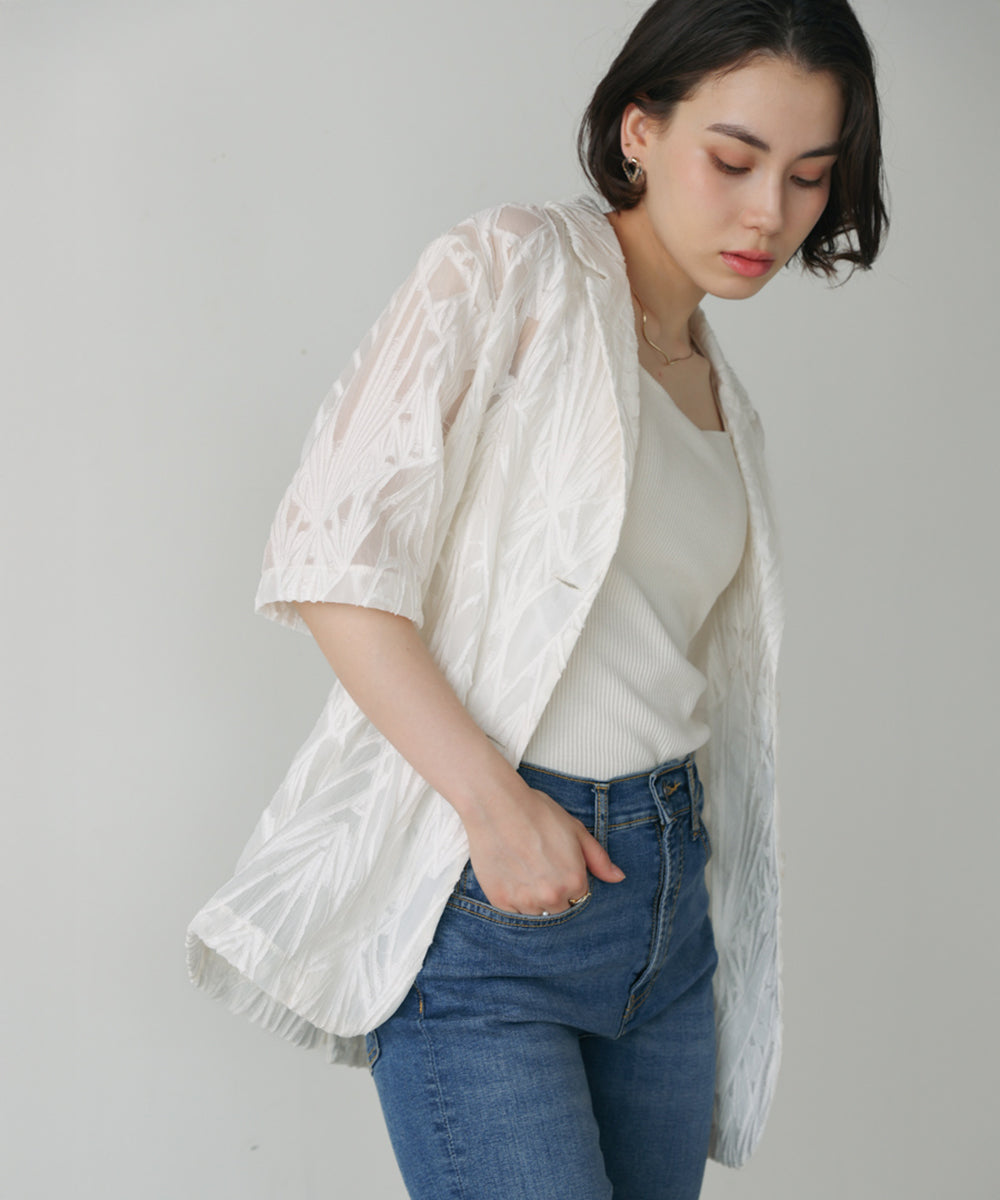 【WEB限定】シアーレース五分袖ジャケット