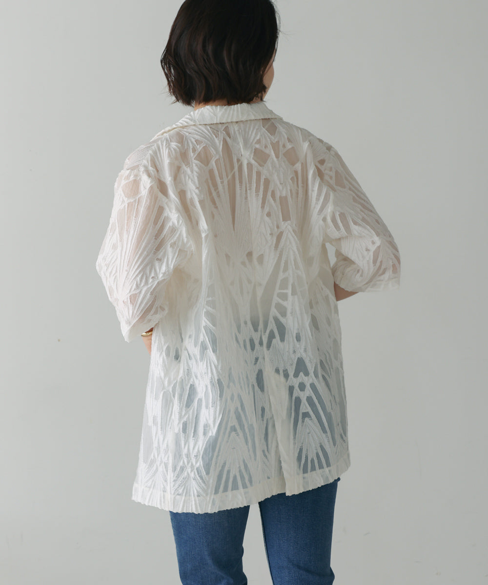 【WEB限定】シアーレース五分袖ジャケット