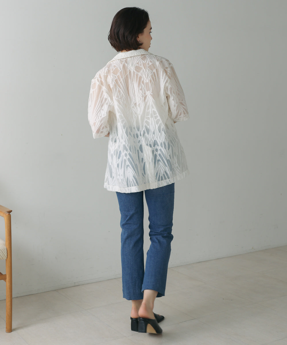 【WEB限定】シアーレース五分袖ジャケット