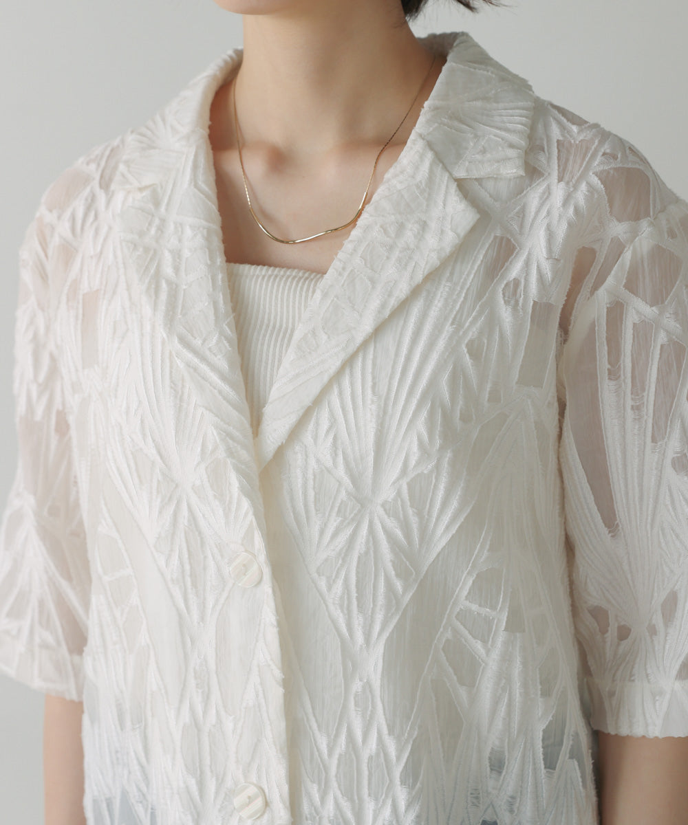 【WEB限定】シアーレース五分袖ジャケット