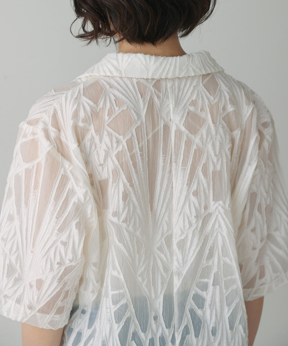 【WEB限定】シアーレース五分袖ジャケット