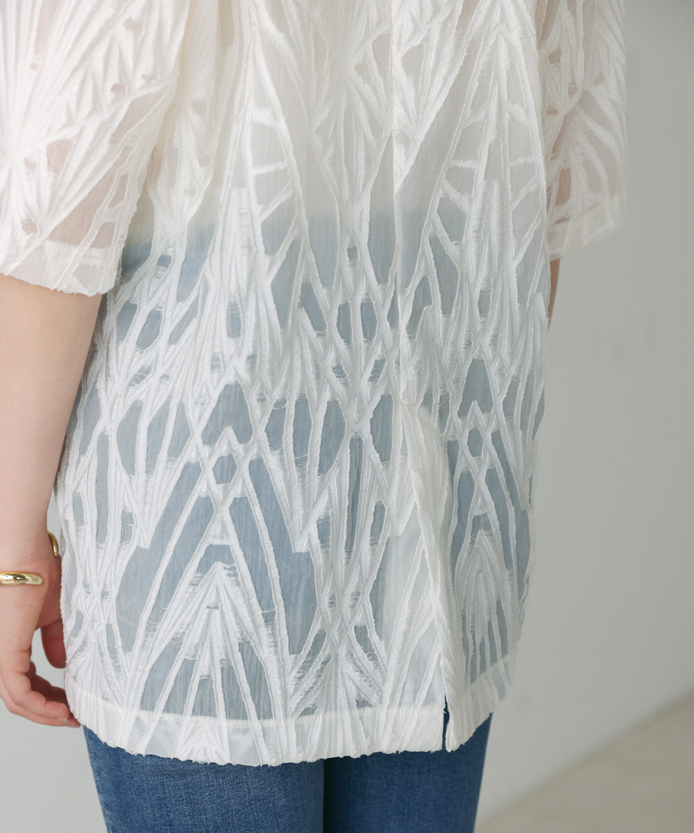 【WEB限定】シアーレース五分袖ジャケット