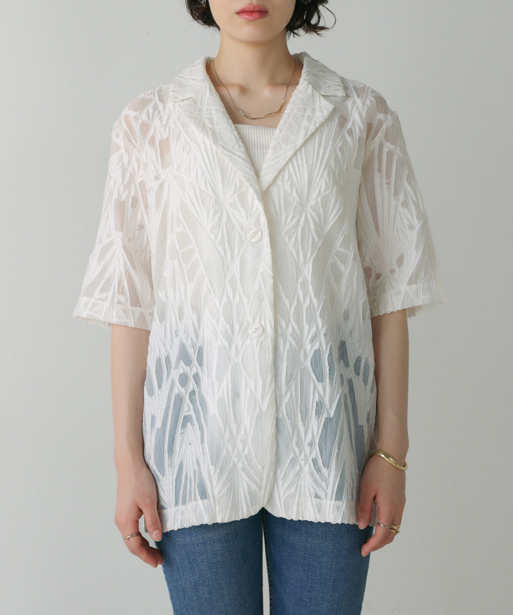 【WEB限定】シアーレース五分袖ジャケット