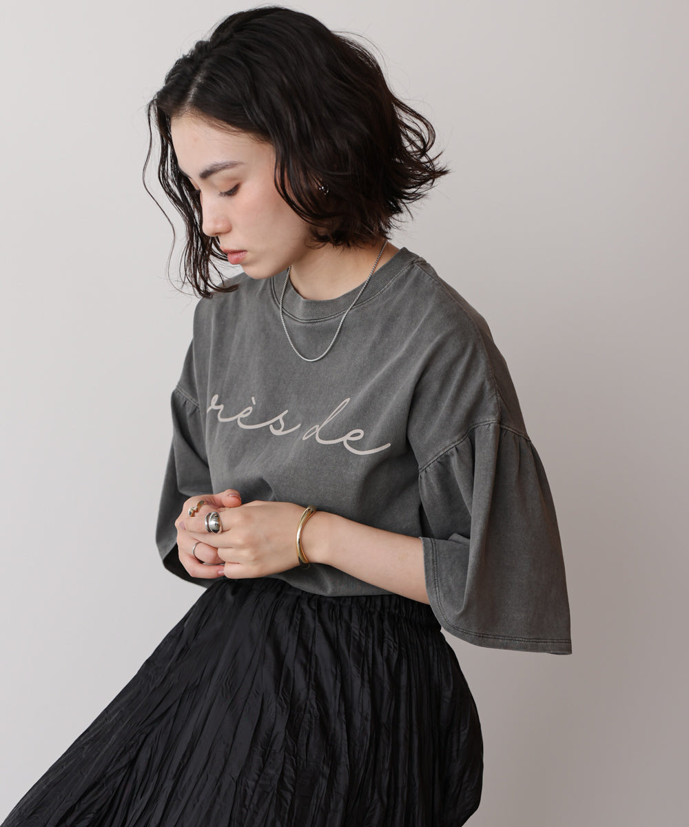 天竺フレアスリーブプリントTee