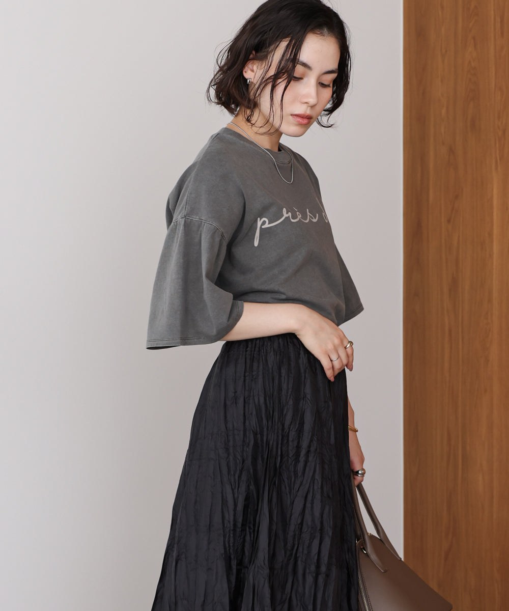 天竺フレアスリーブプリントTee