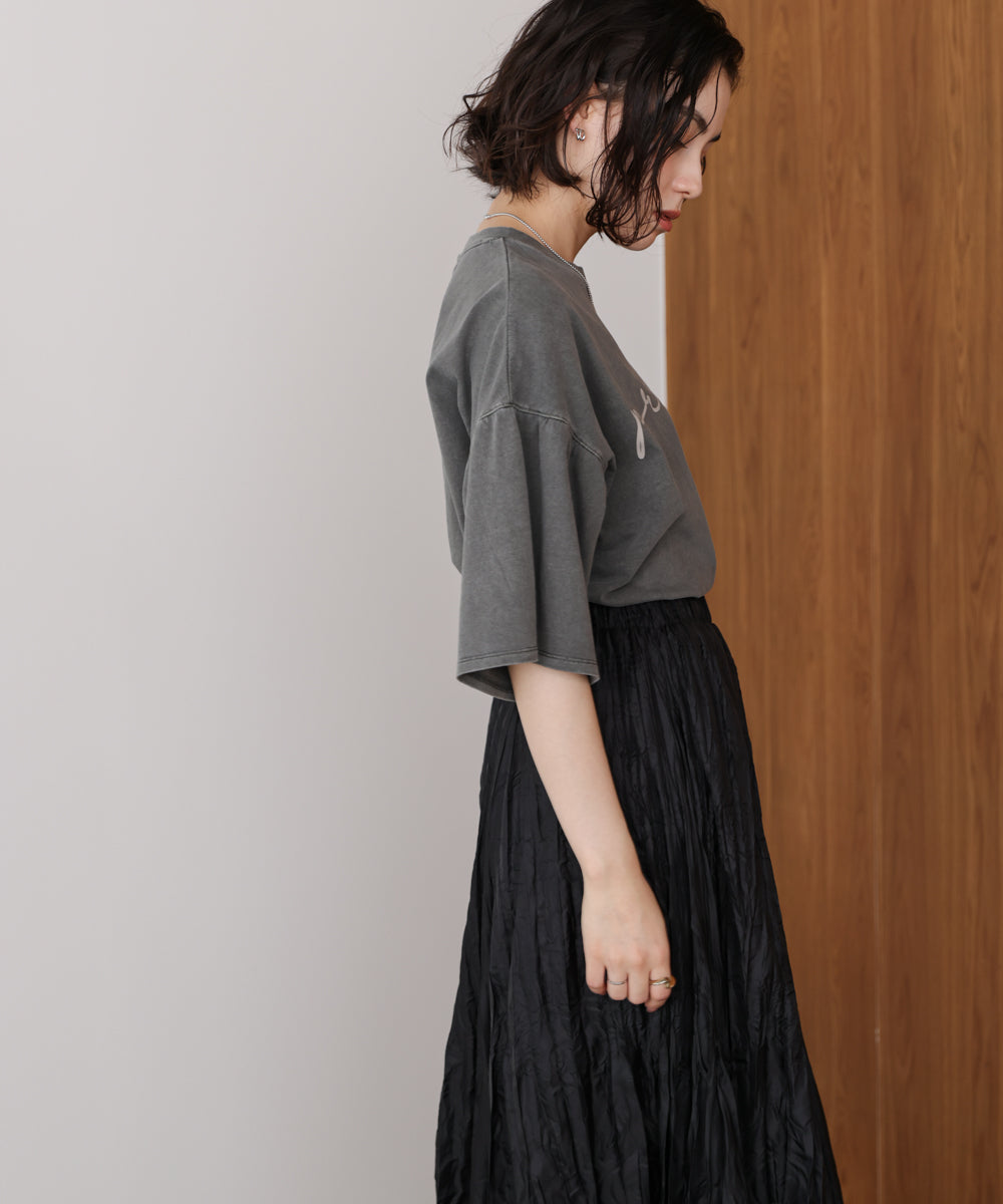 天竺フレアスリーブプリントTee