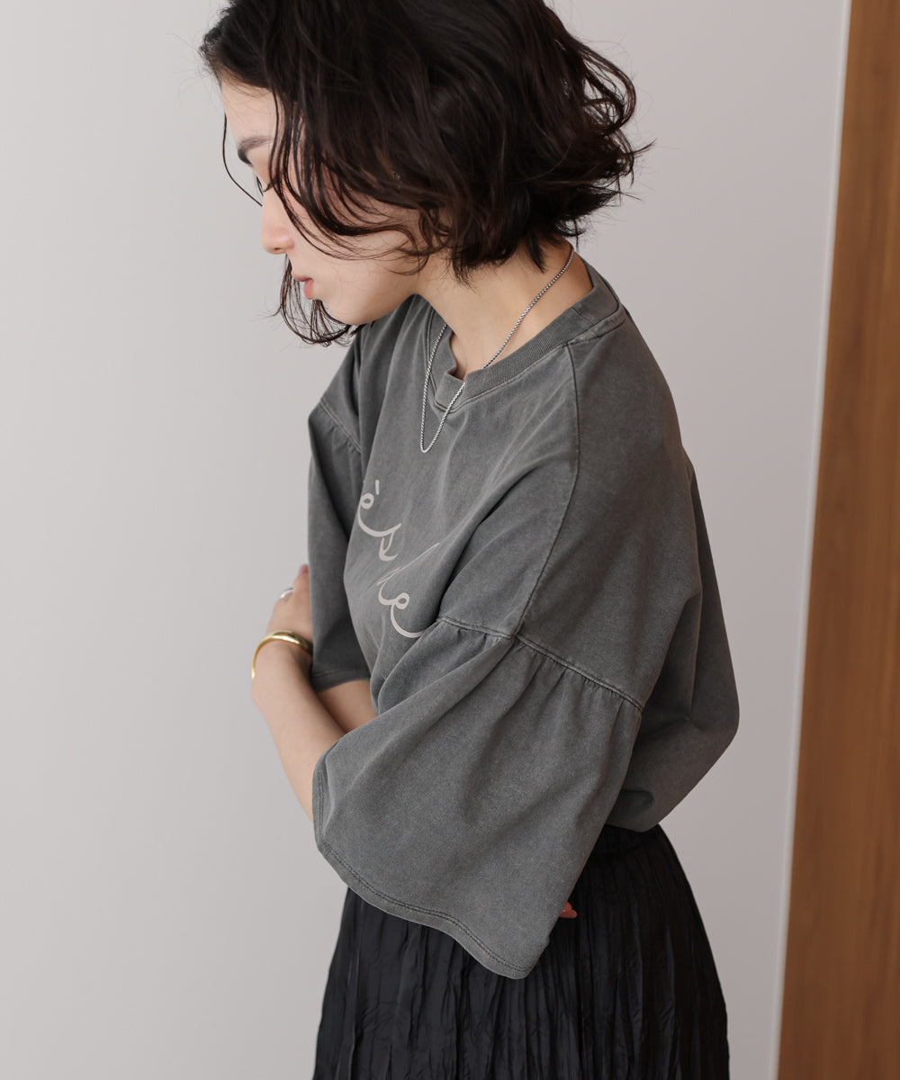 天竺フレアスリーブプリントTee