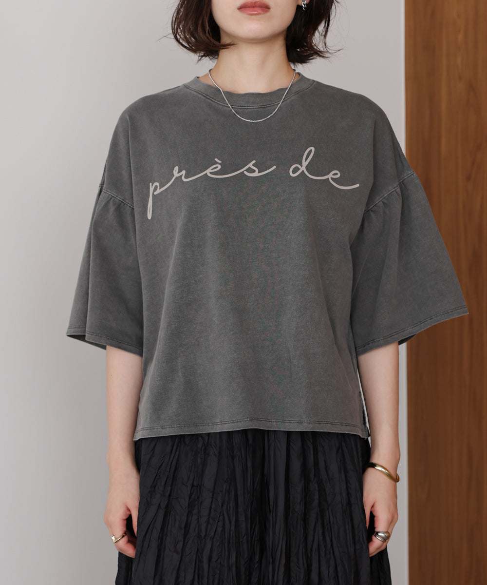 天竺フレアスリーブプリントTee