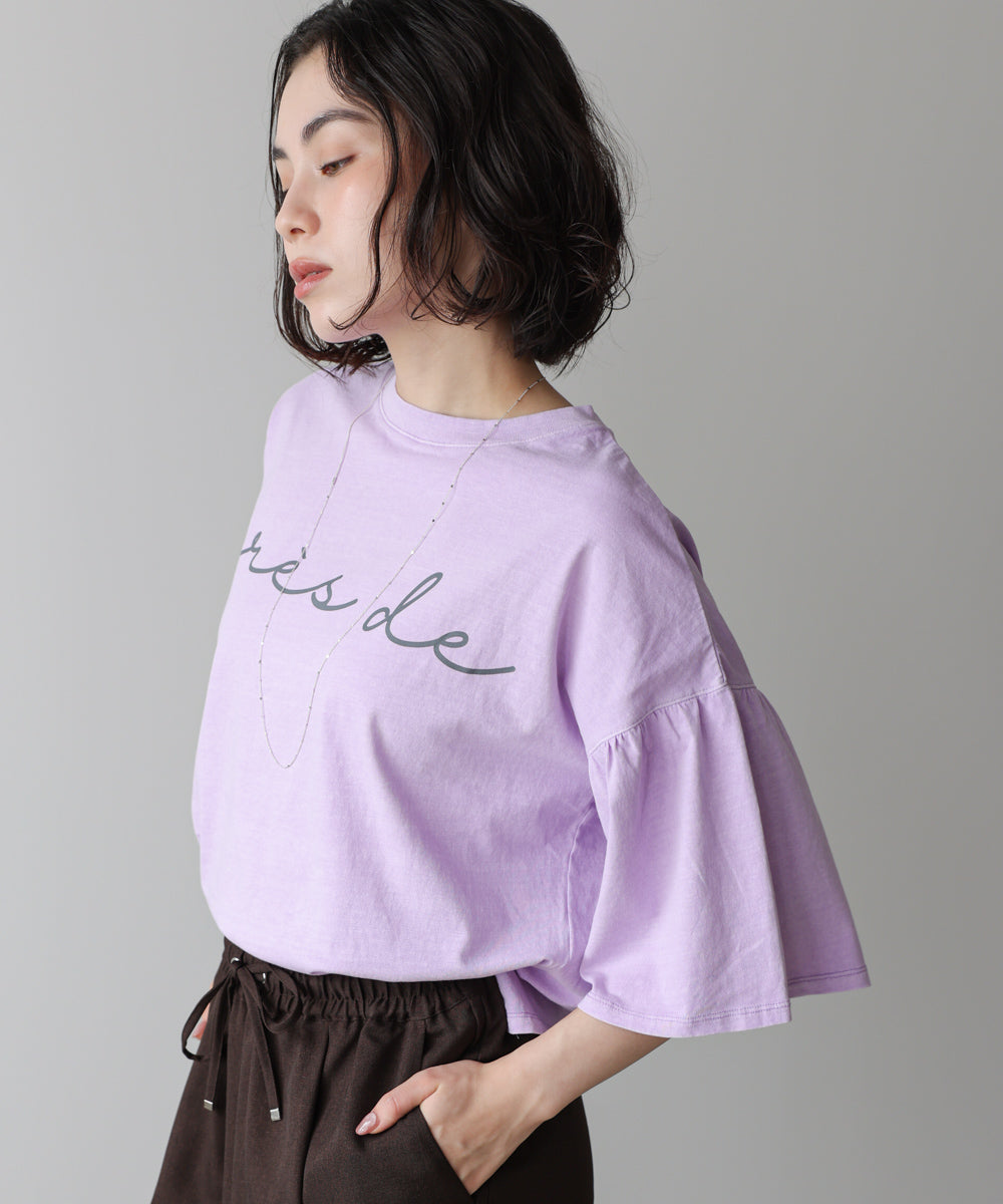 天竺フレアスリーブプリントTee