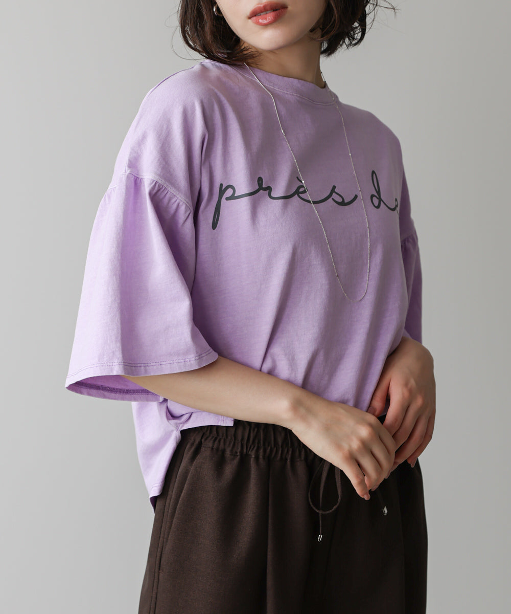 天竺フレアスリーブプリントTee